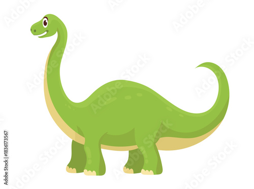 Brontosaurus dinosaur. Flat vector clipart, illustration with isolated background.