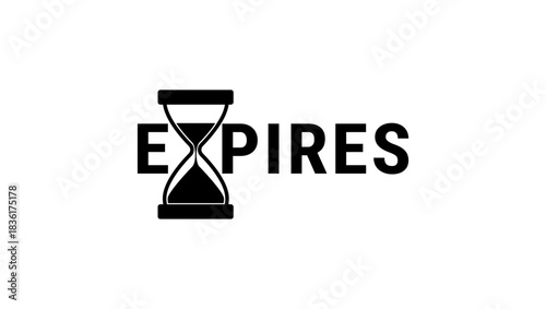 Expires inscription, black isolated silhouette