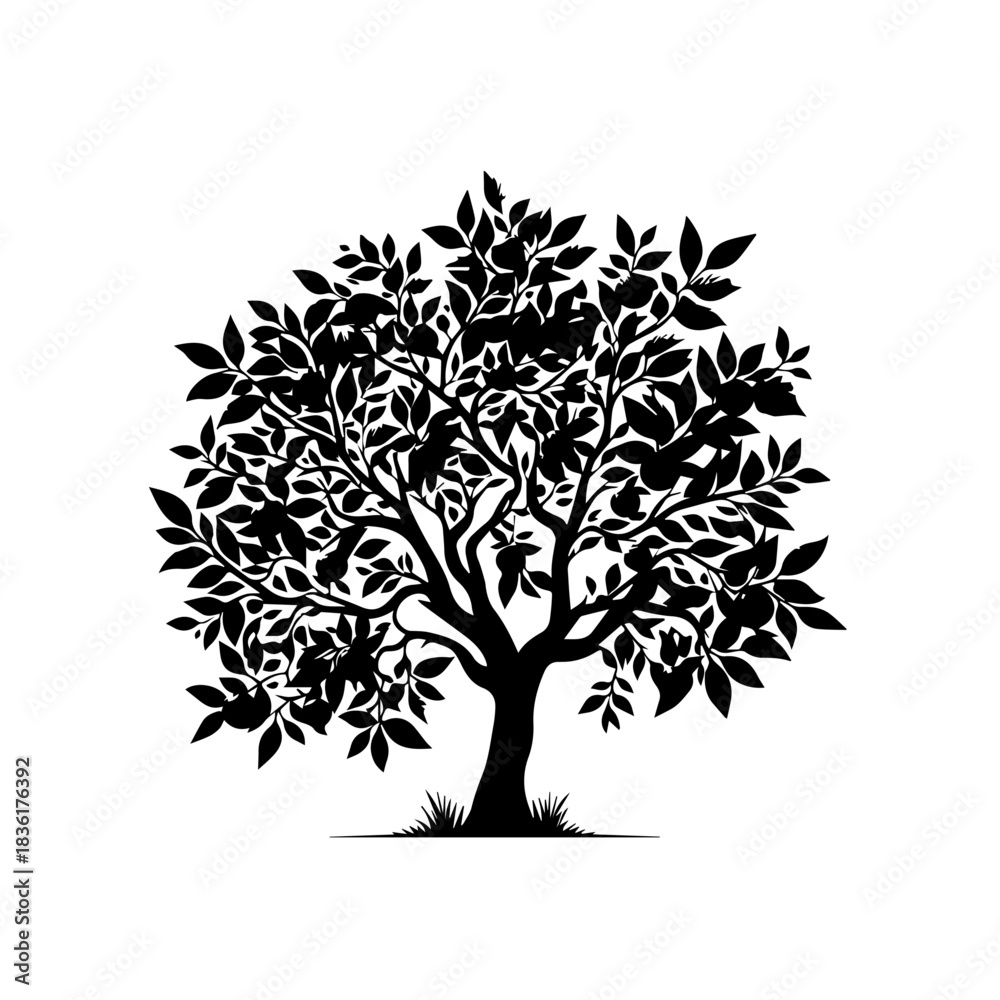 Obraz premium Orange Tree with Branches and Fresh Fruits Vector Illustration