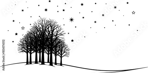 Seasonal Trees Icons. Solid style icons of Seasonal trees: snow-covered pine, autumn maple, spring blossom tree, summer oak, bare
