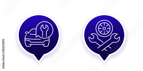 car repair icons, line design