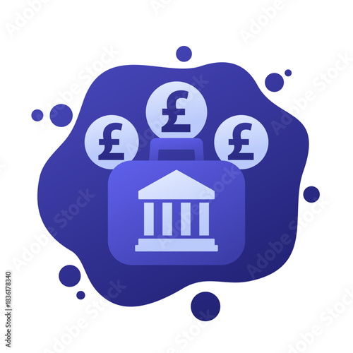 investment banking icon, money and portfolio vector design with pound