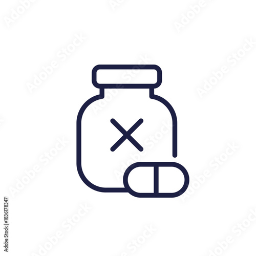 placebo line icon with pills bottle
