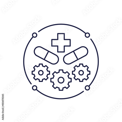 pharmaceutical industry icon in line design