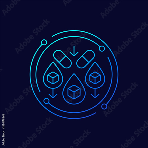 lower blood sugar icon, diabetes treatment and medications, linear design