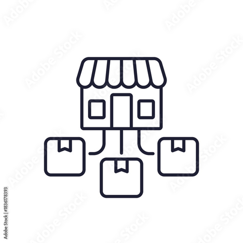 retail line icon, shop and orders
