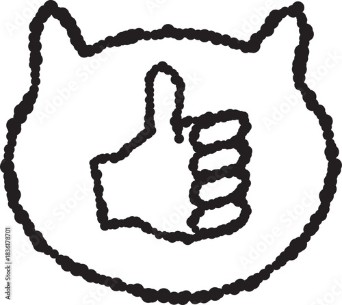 고양이 실루엣 엄지 척 최고 좋아요 손모양
