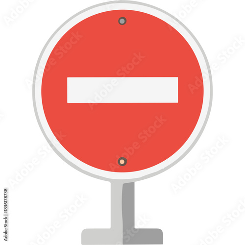 Red Circular Traffic Sign With White Horizontal Bar Symbolizing No Entry or Stop