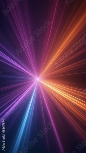 Dynamic abstract light rays burst with vibrant energy in a futuristic dark setting