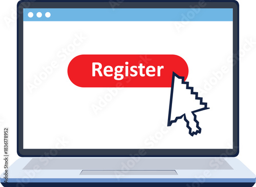 Computer laptop register event digital data sign up PC.

