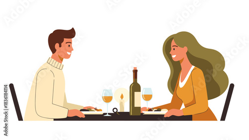 Couple enjoying romantic dinner with wine and candlelight