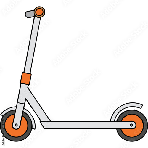 White Electric Scooter With Orange Accents And Black Background Minimalist Vector Illustration With Clean Lines And Simple Design Elements And Modern Transportation