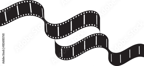 Wavy black and white film strip illustration