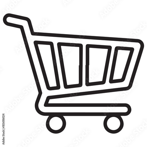 Minimalist Vector Shopping Cart Symbol with Rounded Lines