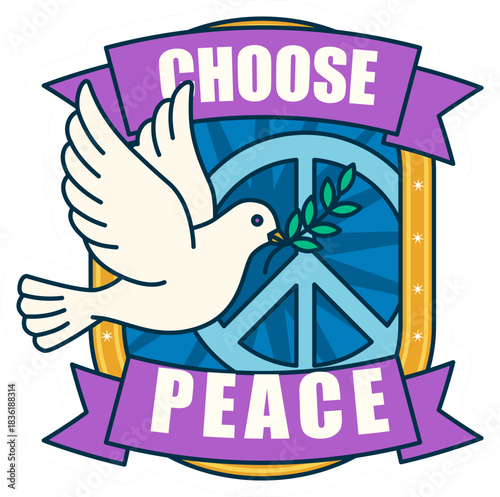 Choose Peace Dove with Peace Symbol Graphic