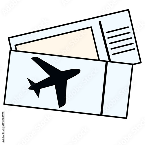 Airplane Tickets Illustration - Travel and Journey Concept