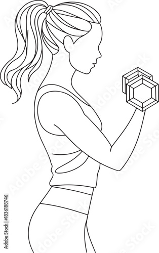  a woman exercising with a dumbbell.