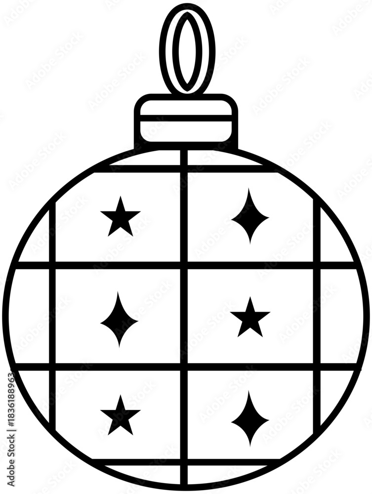 Fototapeta premium Simple Minimalist Plain Outline Bauble Christmas Decoration