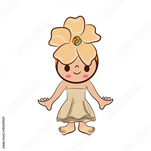 puakenikeni cute flower for kids, vector illustration 