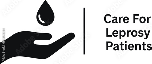 Care for leprosy patients hand holding droplet icon world leprosy day awareness medical support symbol healthcare illustration