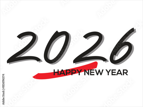 2026 Happy New Year Digital Vector Banner: Modern Design with Stylized Number Zero and Warm Gradient Tones