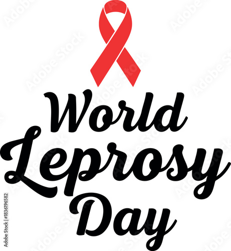 World leprosy day awareness ribbon text design for health campaigns medical support