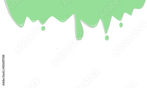 Minimalist Cartoon Style Green Paint Drip Border Design Element Illustration