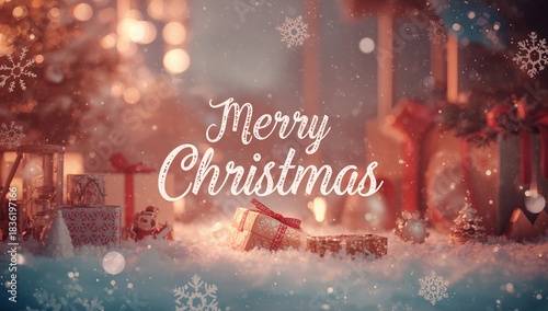 Merry Christmas Decorations With Gifts and Festive Lights for the Holiday Season