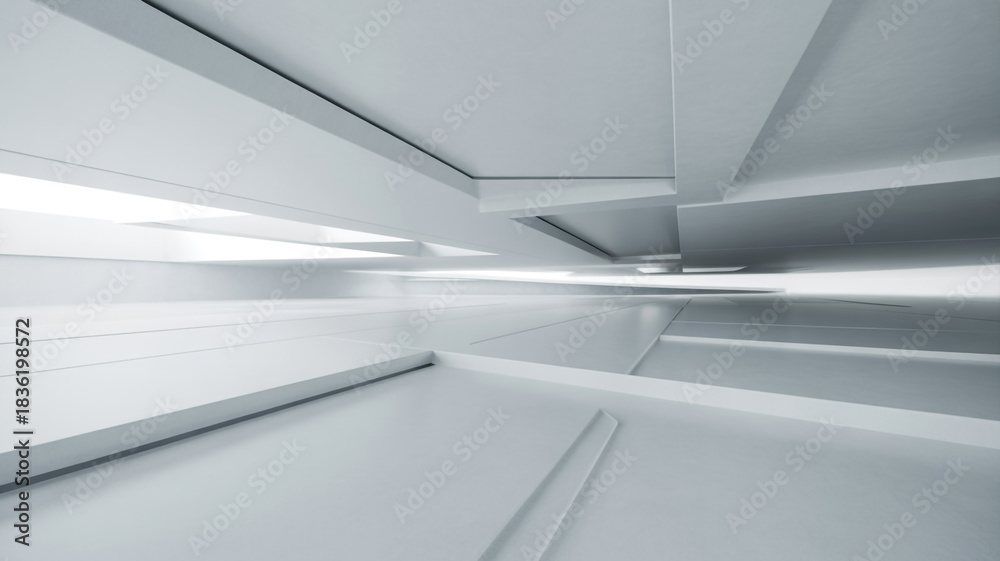 Obraz premium Futuristic architectural interior with clean lines and bright lighting abstract architecture