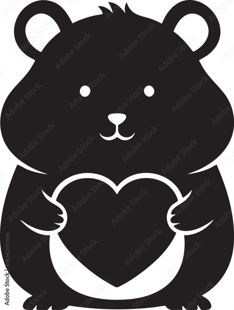 Fototapeta premium Cute Hamster Holding a Heart – Adorable Love and Valentine Vector