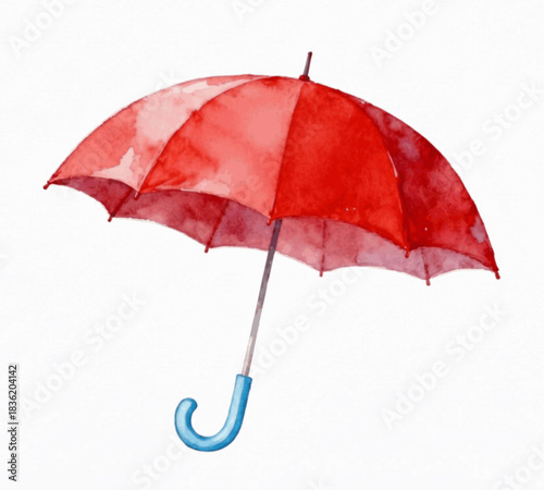 Rainy Hue Red Umbrella isolated watercolor vector illustration svg