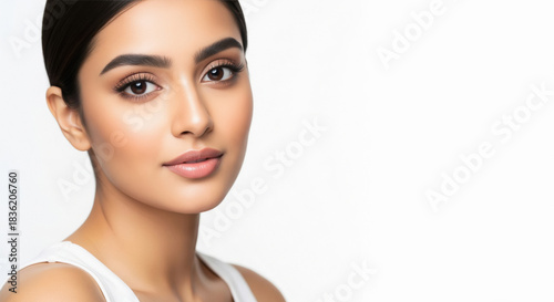 Beautiful Young Woman with Natural Makeup and Radiant Skin Portrait