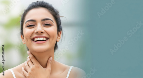 Beautiful Young Indian Woman Smiling, Expressing Joy and Wellbeing