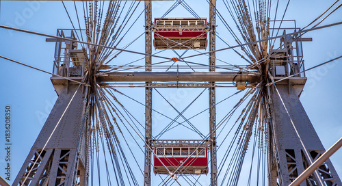 A part of Vienna Giant Ferris wheel in Prater park in Austria, Vienna.