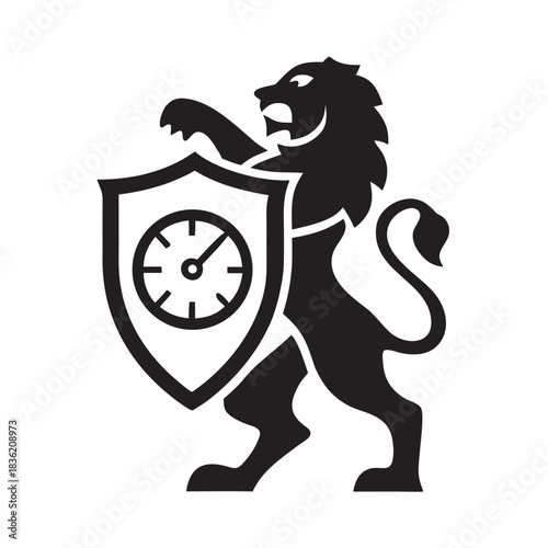 Lion Guardian Clock Icon Regal Artwork