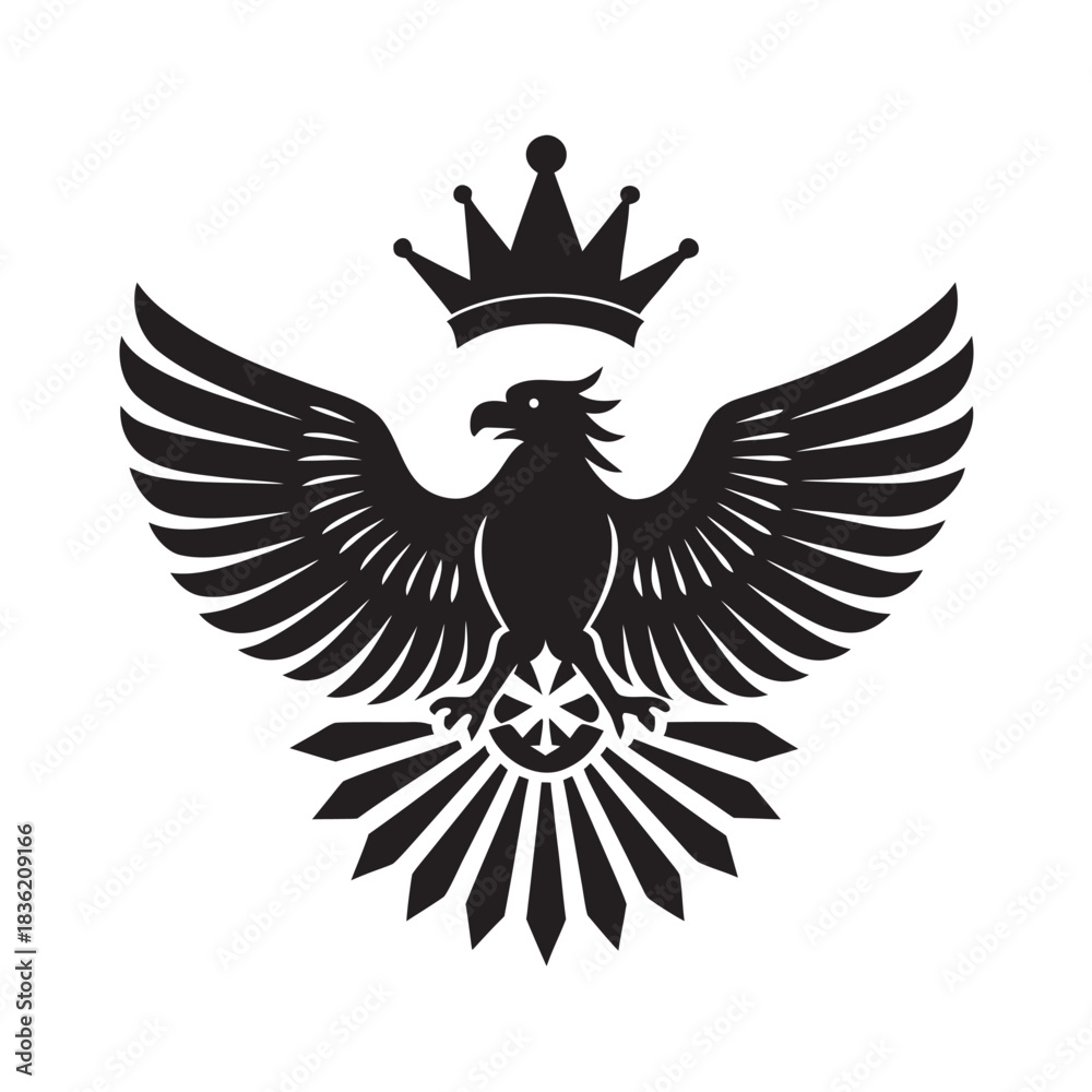 Obraz premium Eagle Crown Sun Clock Timeless Icon