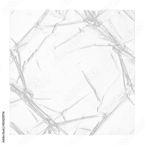 3d transparent wrapping film pieces, plastic bag texture isolated render icon set. Transparent plastic wrap texture overlay. Crumpled polyethylene film, shrink packaging sheet, vinyl sleeve cover mock
