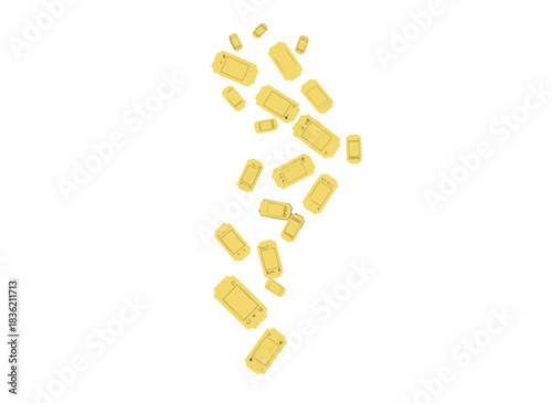 Abstract Illustration of Falling Golden Tickets Against a Dark Background Symbolizing Opportunity and Chance