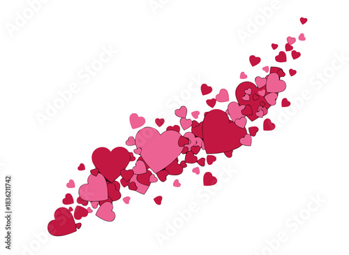 A Swirling Collection of Various Sized Pink and Red Hearts Against a Solid Black Background Abstract Concept of Love Romance Celebration and Valentines Day
