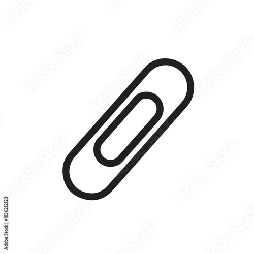 Black outline paperclip icon a simple vector graphic for document attachment and office supply conce