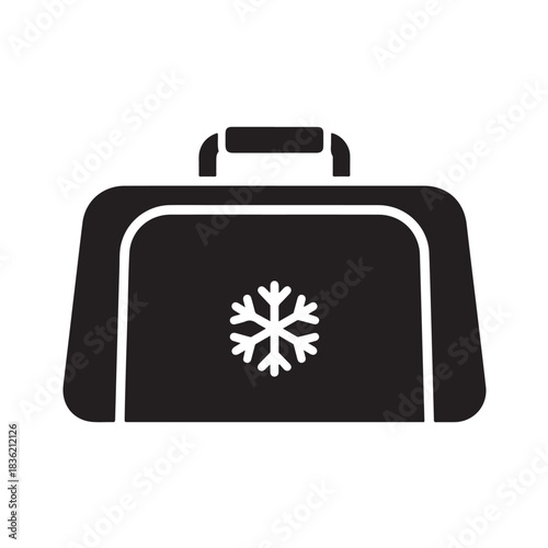 Insulated cooler bag glyph icon with snowflake symbol perfect for cold storage and winter delivery c