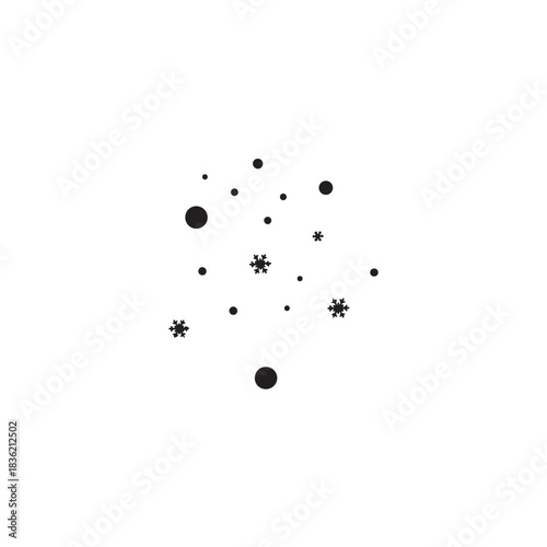 Scattered snowflakes and dots minimalist winter weather icon set simple graphic element for seasonal design isolated on white