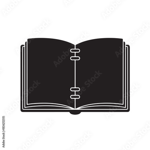 Open book silhouette a simple vector illustration representing knowledge learning and information isolated on a white background