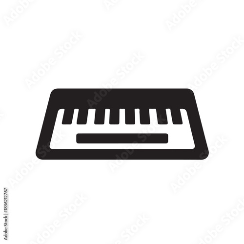 Simple black piano keyboard icon a minimalist vector illustration representing music and sound perfect for digital interfaces and design projects