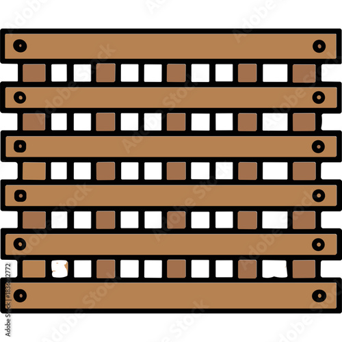 Wooden Pallet Grid Structure Brown Wooden Slats Connected With Wooden Cubes Rustic Industrial Storage Transportation Shipping Cargo Shipping Container Warehouse Agriculture Agriculture Farm