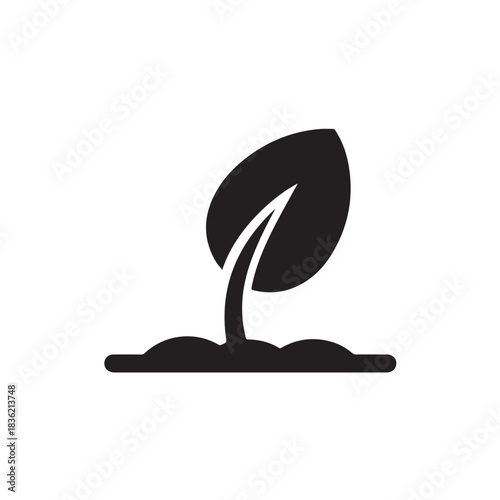 Simple sprout icon flat vector design representing growth and new beginnings isolated on white background