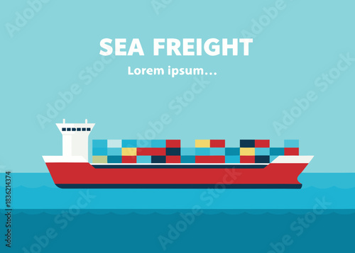 Modern container ship transporting goods across the blue ocean