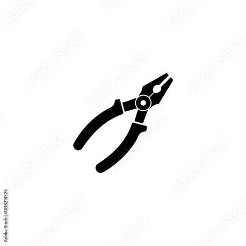 Illustration of black pliers tool on a white background art on transparent background