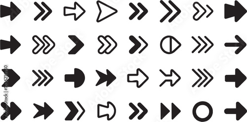 minimal mixed arrow direction icon sketch drawing, tiny navigation tattoo design, assorted pointer elements vector illustration