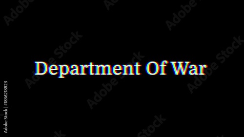 computer terminal animation of the word department of war typed on screen with a blinking cursor. typewriter effect on a clean background.